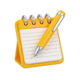 Notepad with Pen 3D Icon - Yellow Memo Pad