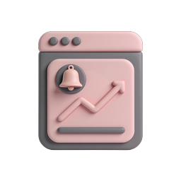 Notification Bell with Growth Chart 3D Icon