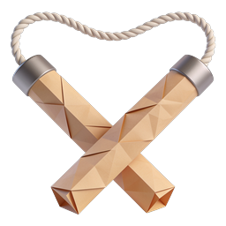 3D-Icon gekreuzte Holznunchakus für Kampfsport