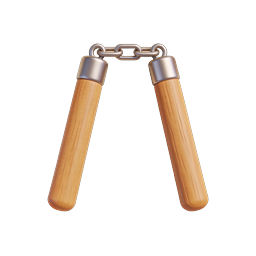 Nunchucks Martial Arts Weapon Icon - 3D Realistic