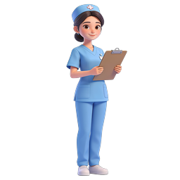 Icône de personnage infirmière amicale 3D avec presse-papiers