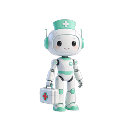 Cute Nurse Robot Medical Assistant with First Aid Kit