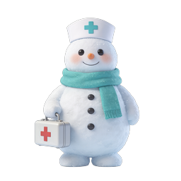Cute Nurse Snowman Medical Icon | 3D Clay Style