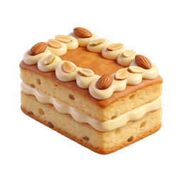 Premium Layered Nut Cake Icon - 3D Dessert Illustration