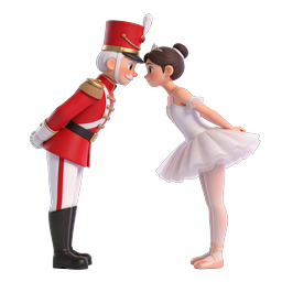 くるみ割り人形の兵隊とバレリーナの3Dアイコン