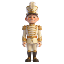 Ícone 3D de personagem soldado quebra-nozes – design de brinquedo festivo