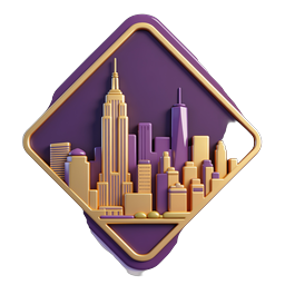 Badge Diamant Skyline de NYC - Icône de Ville Premium
