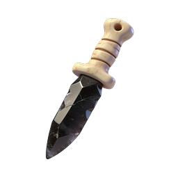 Icona 3D Pugnale di Ossidiana | Coltello Primitivo con Manico d'Osso