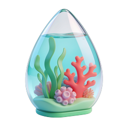 Icona 3D Acquario dell'Oceano | Globo d'Acqua con Barriera Corallina
