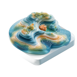 Ocean Wave Coral Reef 3D Icon – Tropical Marine Design