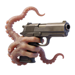Octopus Tentacle Holding Pistol | Realistic 3D Icon
