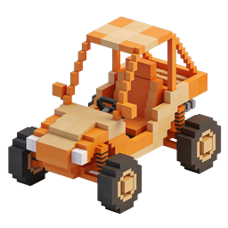 Ícone 3D Pixel Art de Buggy Off-Road Voxel Laranja