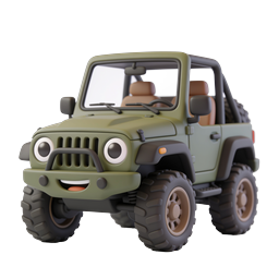 オフロードジープ SUV アイコン - 3D クレイスタイル車両