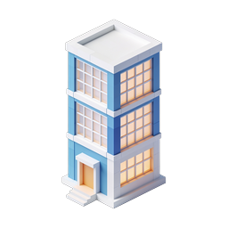 Modern 3D Office Building Icon - Isometric Design