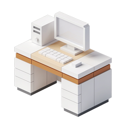 Isometric Office Desk Icon - Modern Workstation
