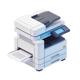 Icono de impresora de oficina isométrica - copiadora multifunción 3D