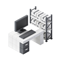 Modern Office Workstation Isometric Icon