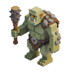Voxel Ogre Warrior 3D Game Character Icon