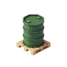 Green Oil Barrel on Wooden Pallet Icon | 3D Isometric