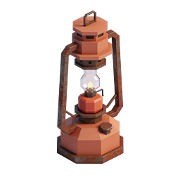 Vintage Oil Lantern Icon - 3D Low-Poly Design