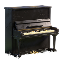 Vintage Abandoned Upright Piano Icon | 3D Realistic