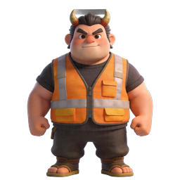 Oni Warrior Construction Worker 3D Icon - Japanese Torii Gate