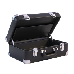Open Black Briefcase Icon - Professional Business 3D Illustration