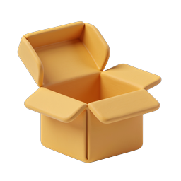 Open Cardboard Box Icon - 3D Clay Style Packaging