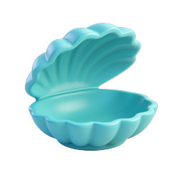 Open Clamshell 3D Icon - Turquoise Seashell Design