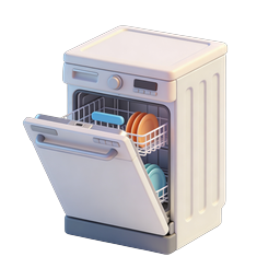 Open Dishwasher 3D Icon | Modern Kitchen Appliance