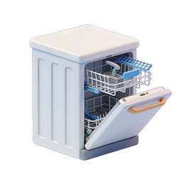 Open Dishwasher 3D Icon | Kitchen Appliance