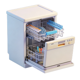 Icona 3D Lavastoviglie Aperta - Elettrodomestico Moderno per la Cucina