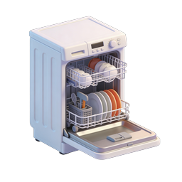 Open Dishwasher 3D Icon | Modern Kitchen Appliance