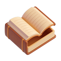 Open Leather Book Icon - 3D Rendered Reading Symbol