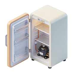 Icône isométrique de mini-réfrigérateur ouvert - Appareil 3D