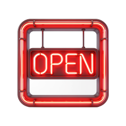 Иконка неоновой вывески Open | Светящийся фасад магазина