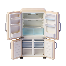 Open Retro Refrigerator Icon - 3D Kitchen Appliance