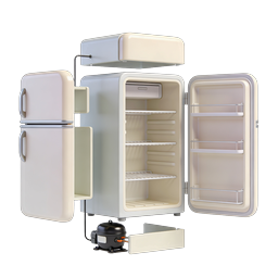 Offener Kühlschrank 3D-Icon - Elektrogerät im Vintage-Stil