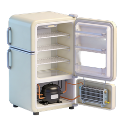 Open Refrigerator 3D Icon - Kitchen Appliance Illustration