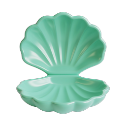 Open Seashell Icon | Glossy Mint Green 3D Clam Shell