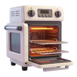 3D Toaster Oven Icon - Open Door Kitchen Appliance