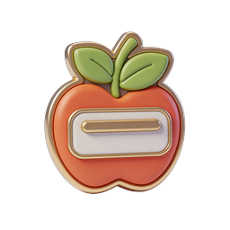 Orange Apple Badge 3D Icon with Gold Border