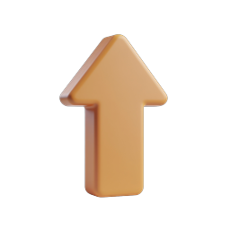 Icono de flecha hacia arriba 3D naranja - Símbolo de dirección y crecimiento