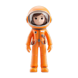Cute Orange Astronaut 3D Character Icon for Space Themes