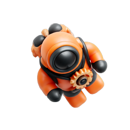 Biểu tượng nhân vật phi hành gia 3D màu cam - Phong cách đất sét