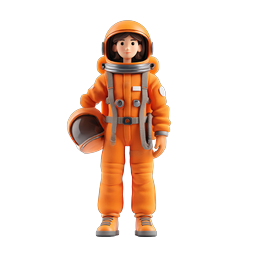 Orange Astronaut 3D Character Icon - Space Explorer