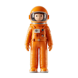 Cute Orange Astronaut Clay Icon - Space Toy Character