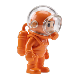 Orange Astronaut Toy Figurine Icon - Cute Space Explorer