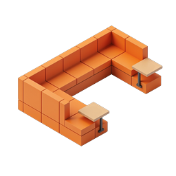 Orange Bench Seating Icon - Isometric 3D Furniture Design