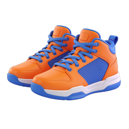 Orange & Blue Basketball Sneakers 3D Icon